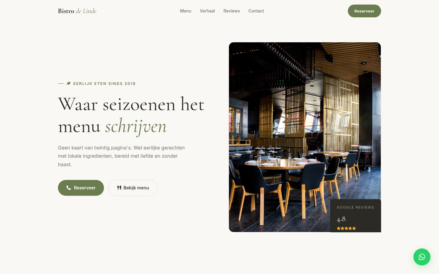 Bistro de Linde website